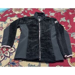-JACKET DKNY Sport Black On Black With Faux Fur‎ Size Medium